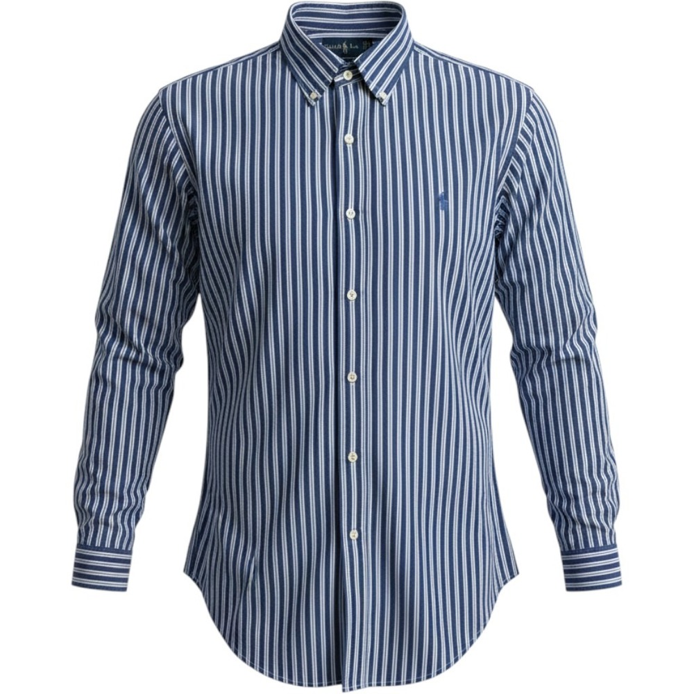 Ralph Lauren Mens XXL Custom Fit Striped Shirt Navy Vintage Made Hong Kong